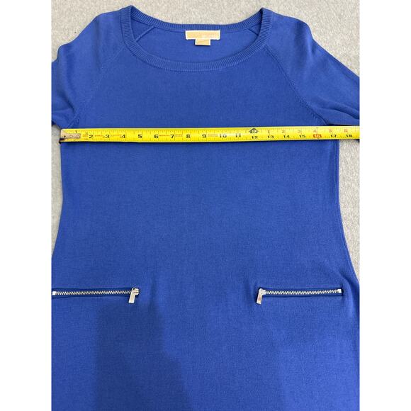 Michael Kors Blue Knit Sweater Dress with Zipper Pockets - Size Medium - Picture 9 of 11